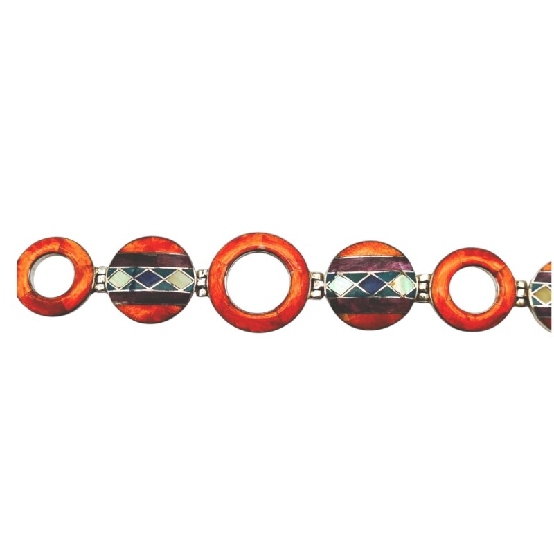 Pulsera Circulo-Plata peruana 950-Piedras varias-PU3008 conpiedra