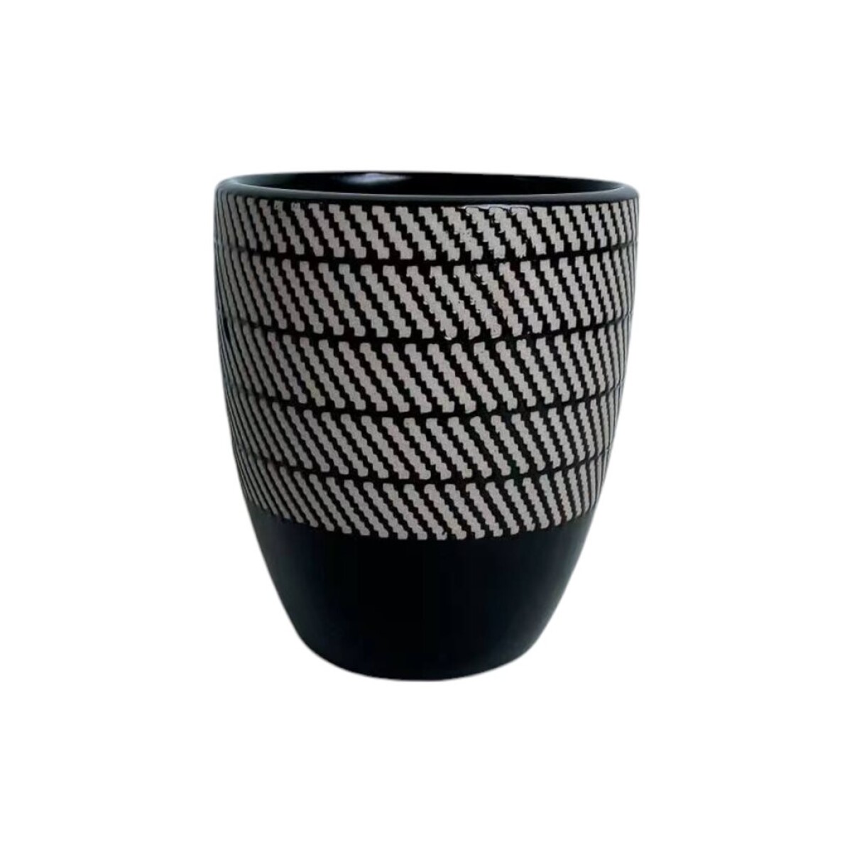 VASO CERAMICA 237ML ESTAMPADO NEGRO 