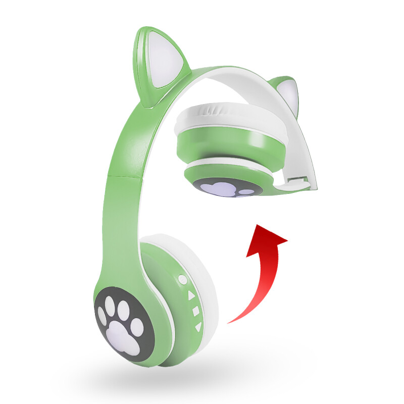 Auriculares Bluetooth Over-Ear Cat VZV-23M con Orejas y Led Verde