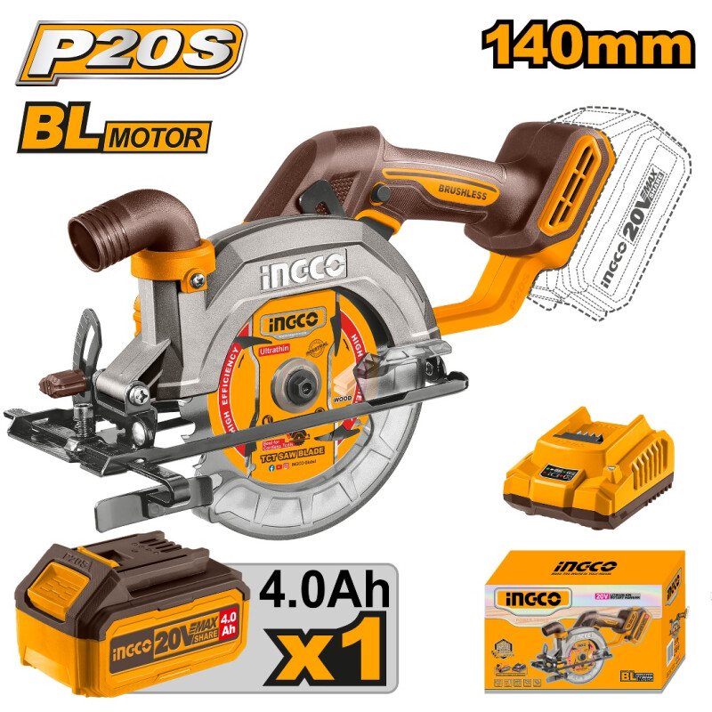SIERRA CIRCULAR 20V P20S 140MM C/CARG C/BAT INGCO CSLI14021 SIERRA CIRCULAR 20V P20S 140MM C/CARG C/BAT INGCO CSLI14021