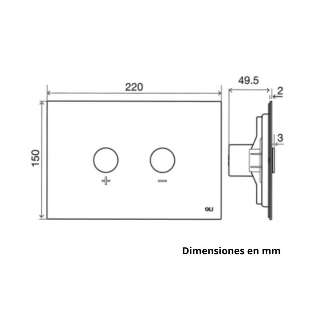 Placa pulsador Blink Inox pulido OLI Placa Pulsador Blink Inox Pulido Oli