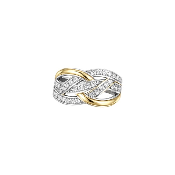 Anillo trenzado - Plata y Oro - zirconia - AN5986 conpiedra