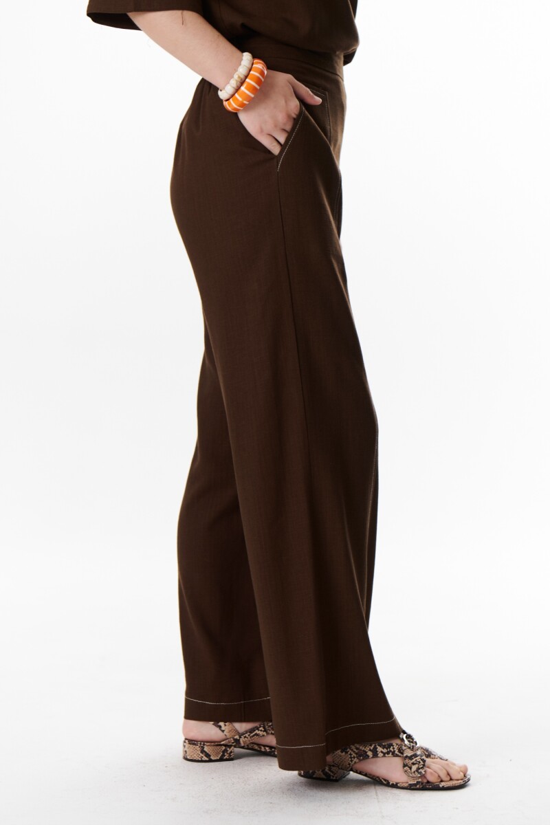 PANTALON LINO POCKET MARRON