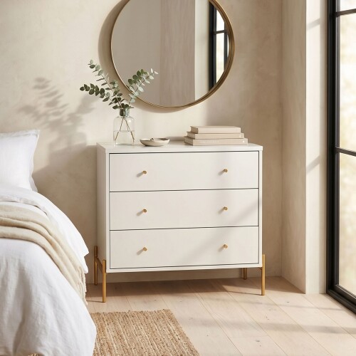 Cómoda Jasper 3 cajones White Gloss Gold