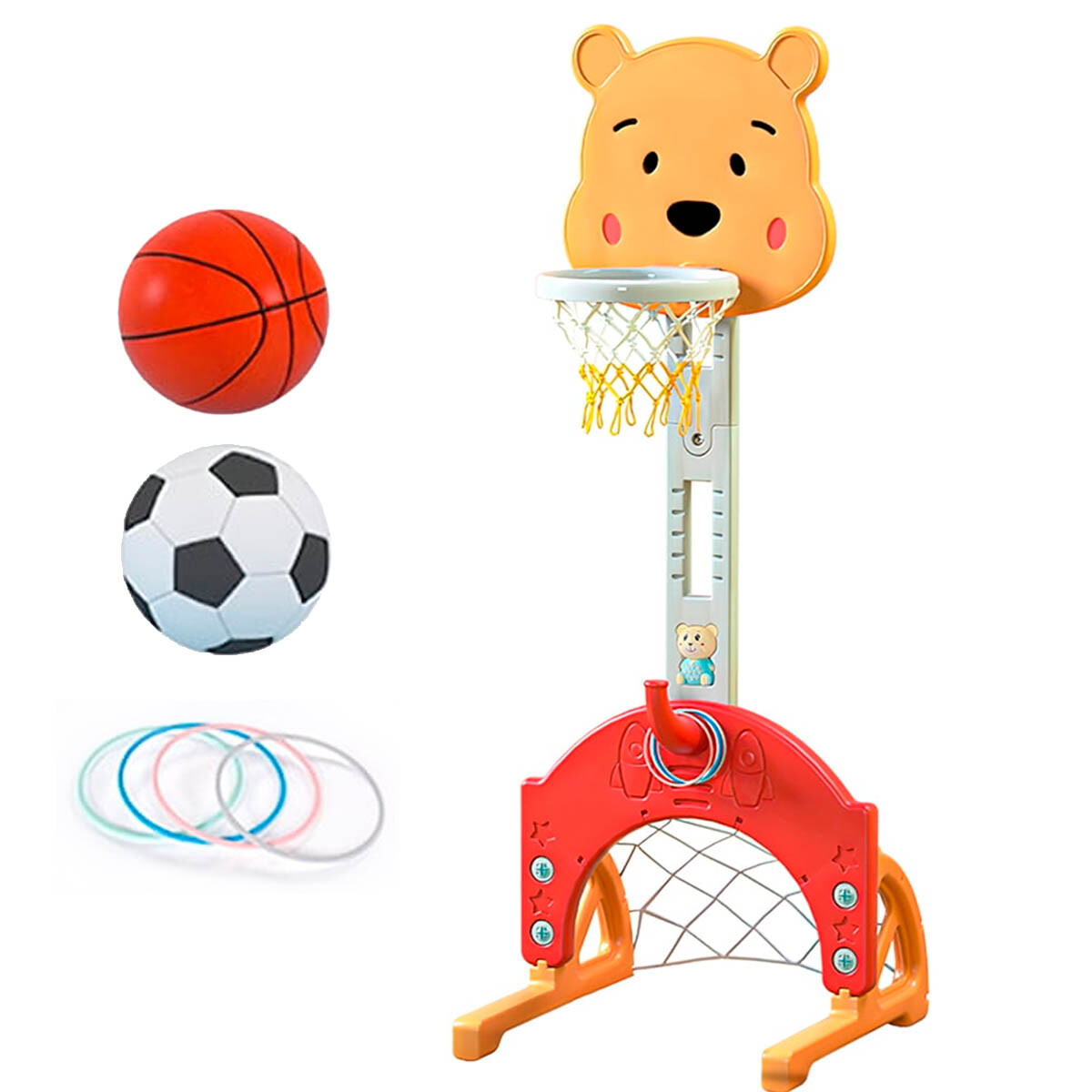 Set Juego Infantil Tablero Basket Arco Fútbol 3en1 