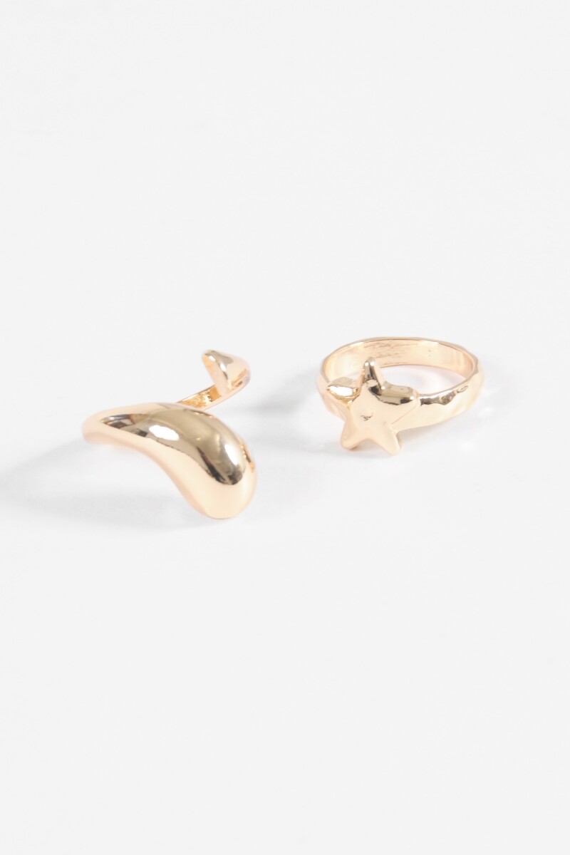 Set de anillos bold estrella dorado