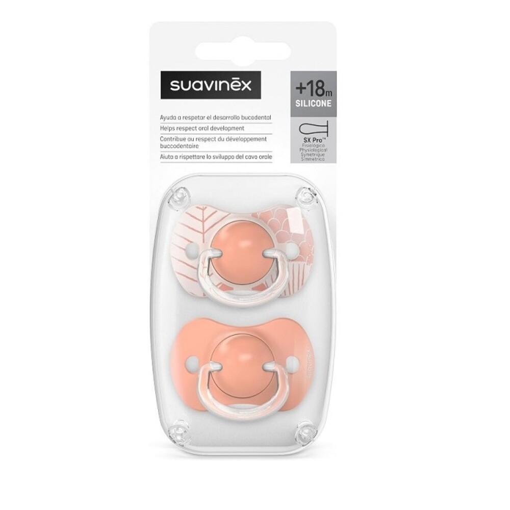 Set x2 chupete fisiológico Suavinex 18M Dreams Rosa Salmon