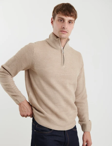 470587 SWEATER PUNTO MEDIO CIERRE HARRY Beige