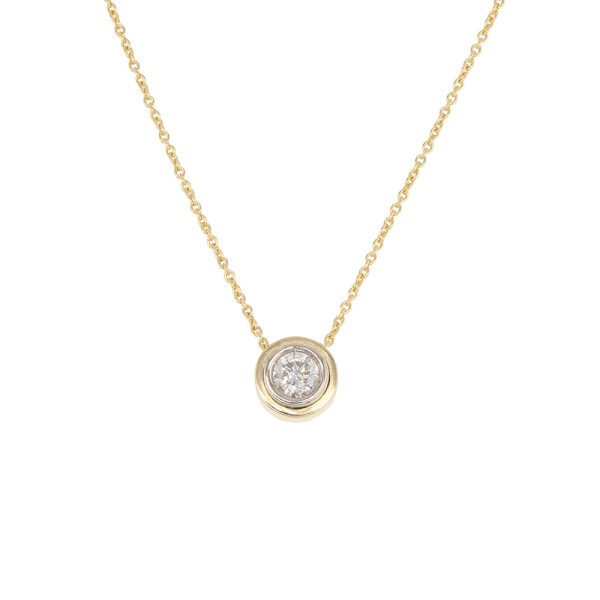 Colgante Oriana en oro amarillo 18k con brillante en doble virola Colgante Oriana en oro amarillo 18k con brillante en doble virola