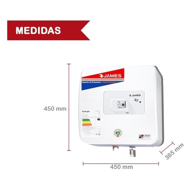 Termotanque Eléctrico James Prisma Acero 30 Litros Color Blanco Termotanque Eléctrico James Prisma Acero 30 Litros Color Blanco