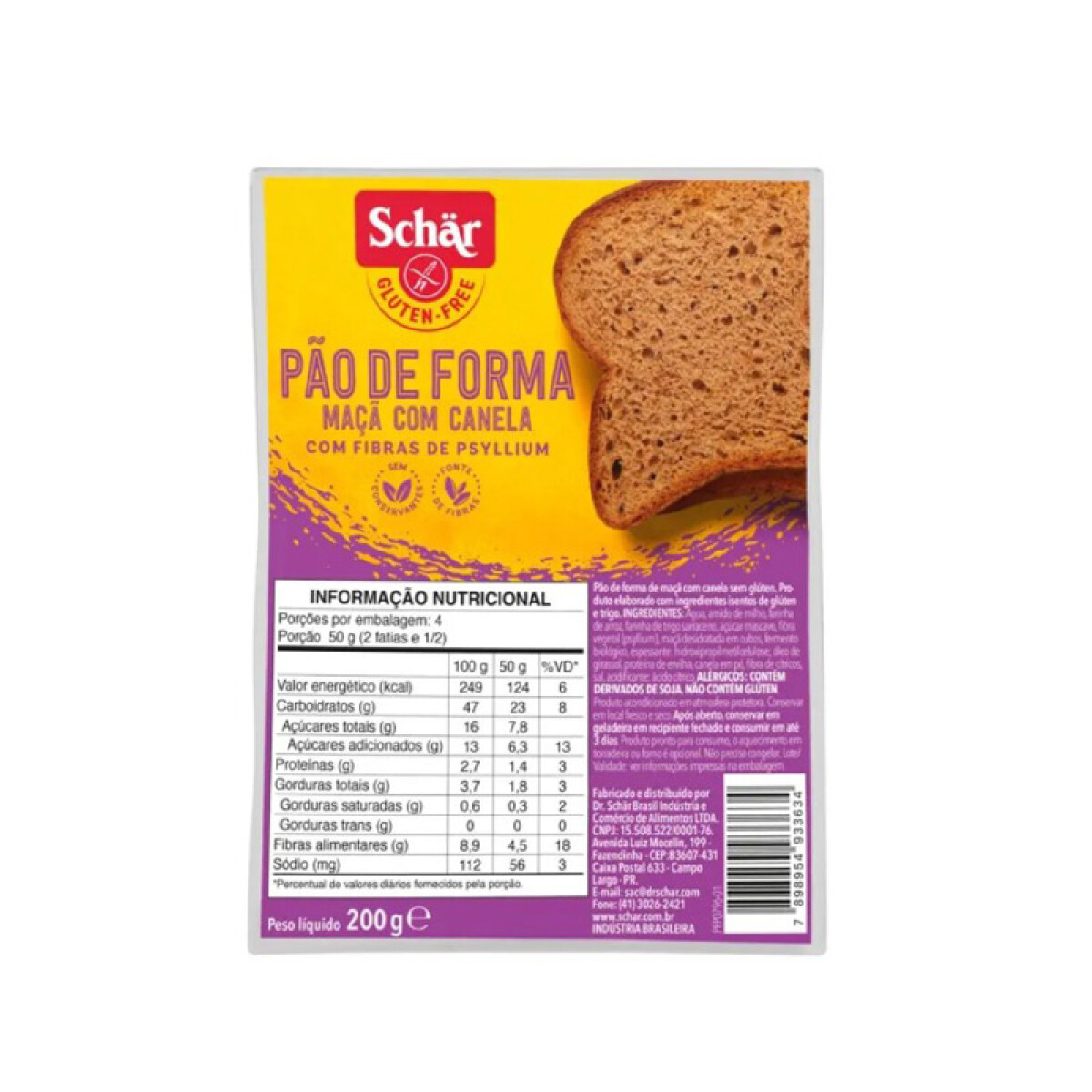 Pan de molde de manzana y canela 200g Schar 