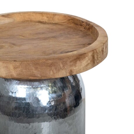 MESA LATERAL SMALL MADERA-Y-ALUMINIO GRIS SILVER PLATA