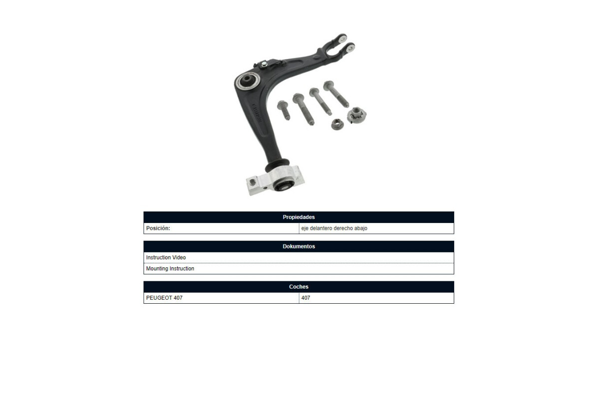 Brazo De Suspensión Peug 407 04-25 Der Brazo De Suspensión Peug 407 04-25 Der