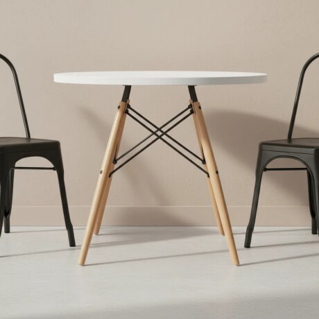 Juego de comedor Con Mesa Circular de 80cm + 2 Sillas Tolix Blanco