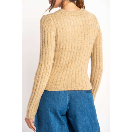 Sweater Grueso Acanalado Arena