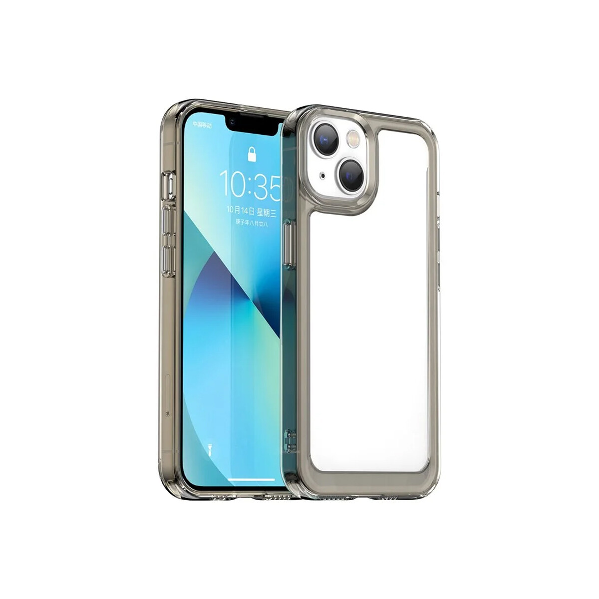 Protector para iPhone 13/14 bordes color gris 