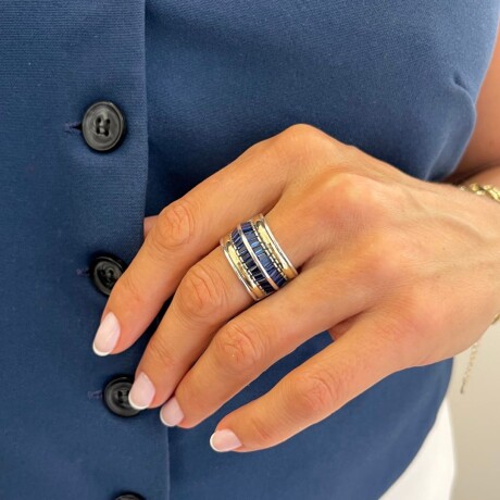 Anillo Prisma Blue - Plata y Oro Anillo Prisma Blue - Plata y Oro
