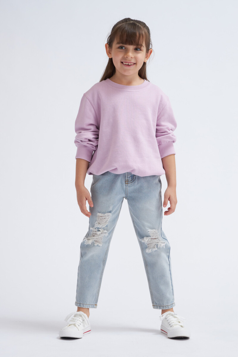 Pantalón de jean Mom Fit Roto - Celeste 