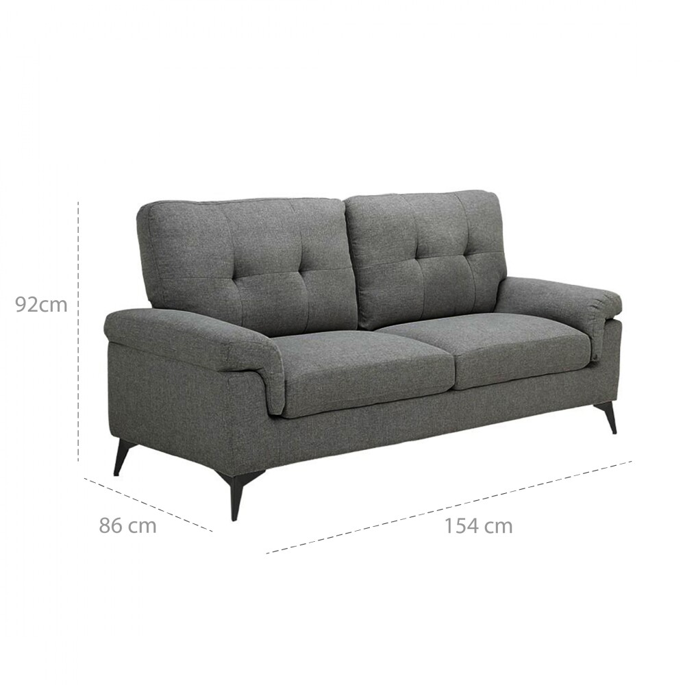 Sillón 2 Cuerpos Tela y Madera Natural Living - Lamona Gris Oscuro