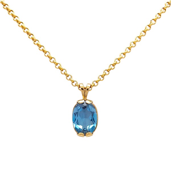 Dije Solitario-Oro bajo-Piedra Topacio azul-CP8691 Conpiedra