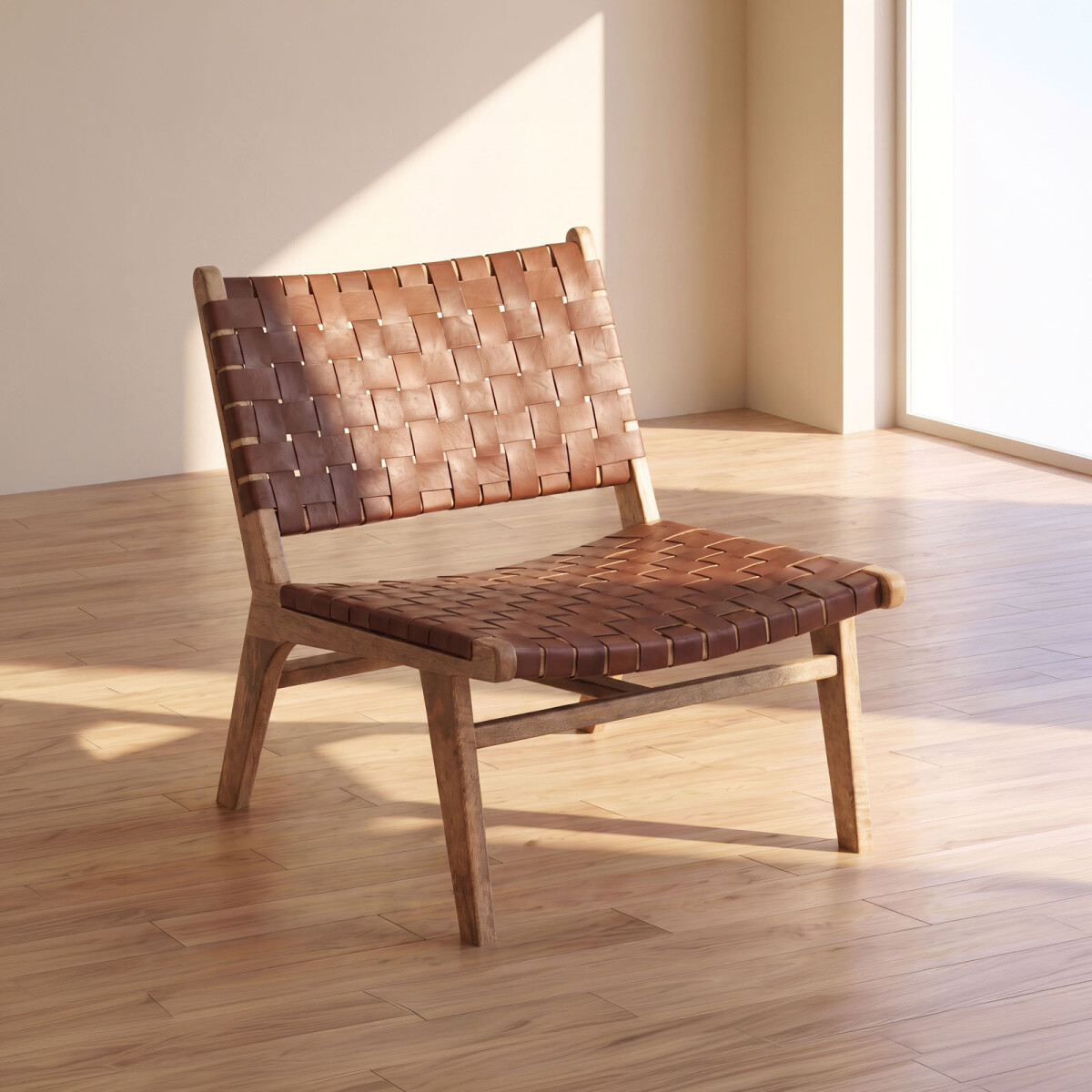 BUTACA - CUERO-Y-MADERA MARRON KAIA 