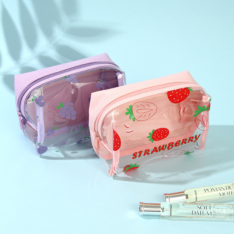 Porta Maquillaje Transparente - Frutas - Violeta Porta Maquillaje Transparente - Frutas - Violeta