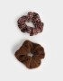 Skunzies Cuadros y Rayas Scrunchie - Marron Chocolate