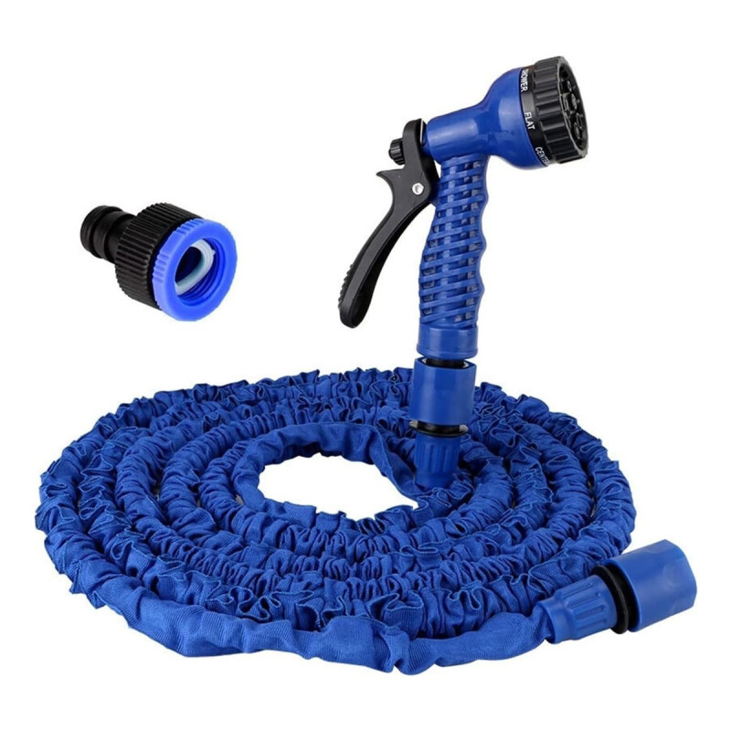 Manguera Flexible Expandible 45 Metros Retractil Con Acoples Azul