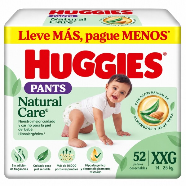 Pañales Huggies Natural Care Pants x52 Talle XXG Pañales Huggies Natural Care Pants x52 Talle XXG