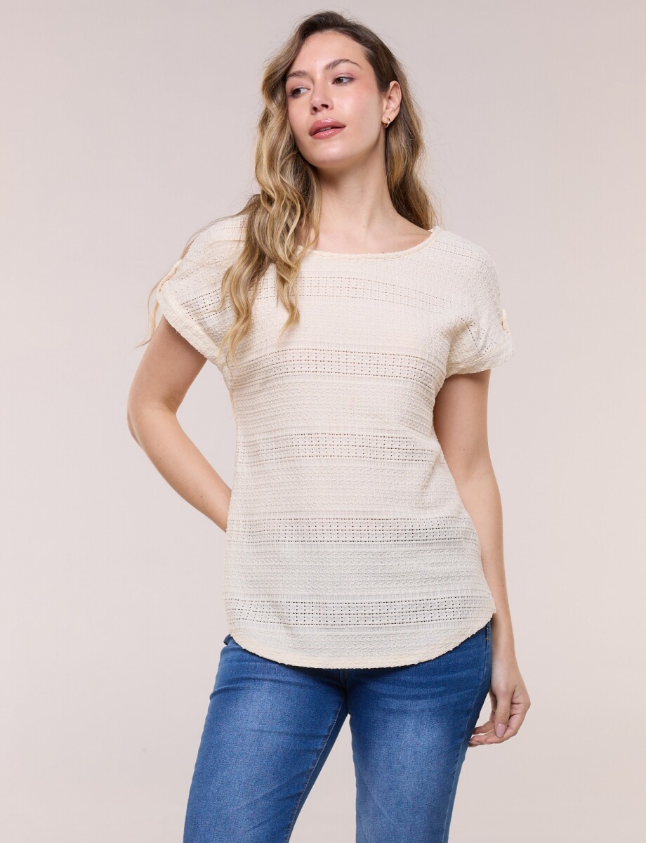 Blusa Pointelle - Beige Claro 
