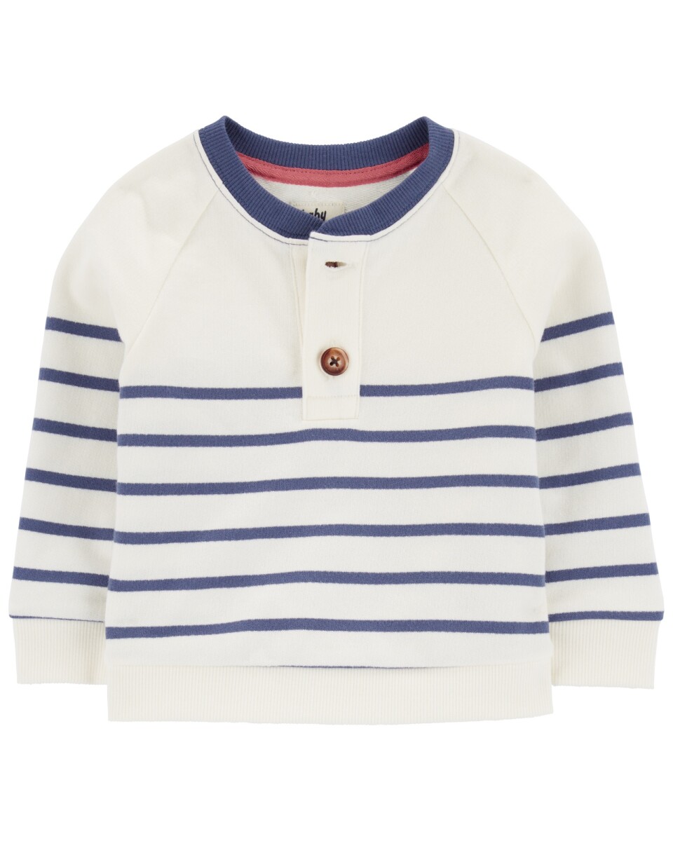 Buzo henley de algodón, diseño a rayas 