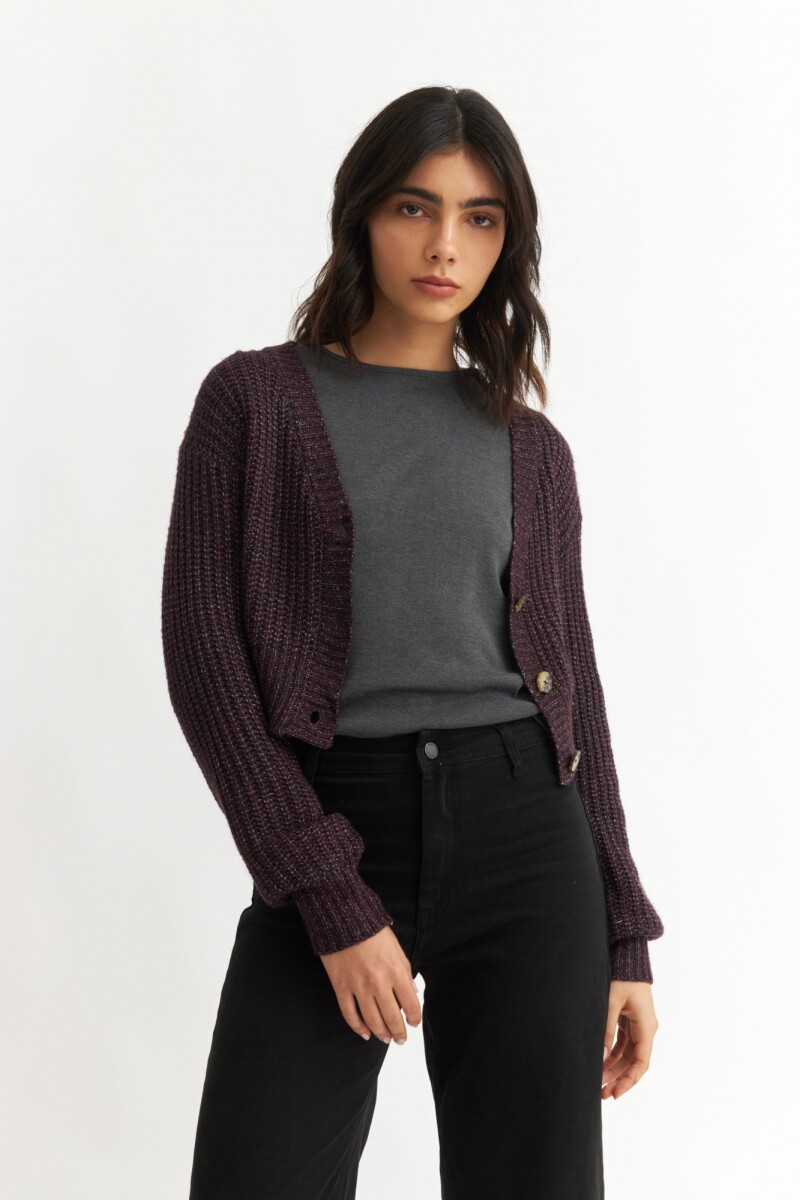 Cardigan con manga balloon BORDO
