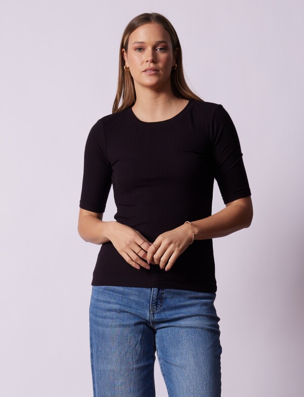 Remera Modal Ribs NEGRO