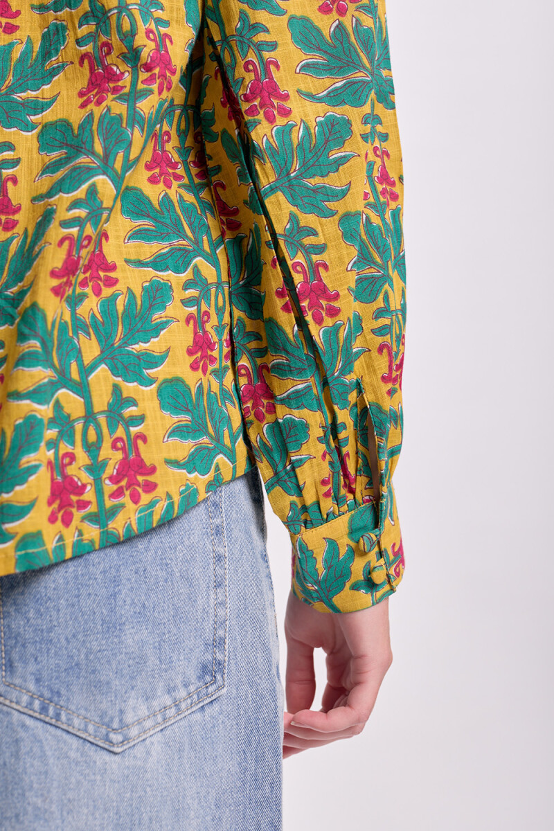 Blusa boho estampada Mostaza