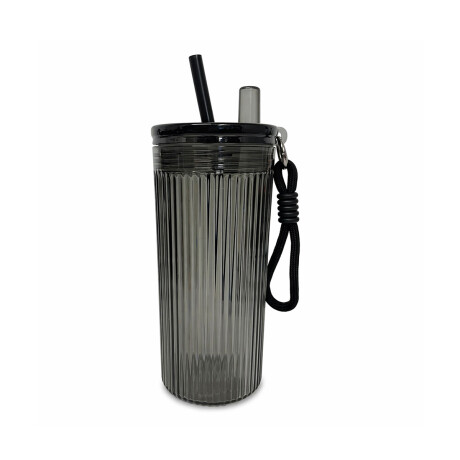 Vaso acrílico con sorbito y colgante flor 750ml Negro
