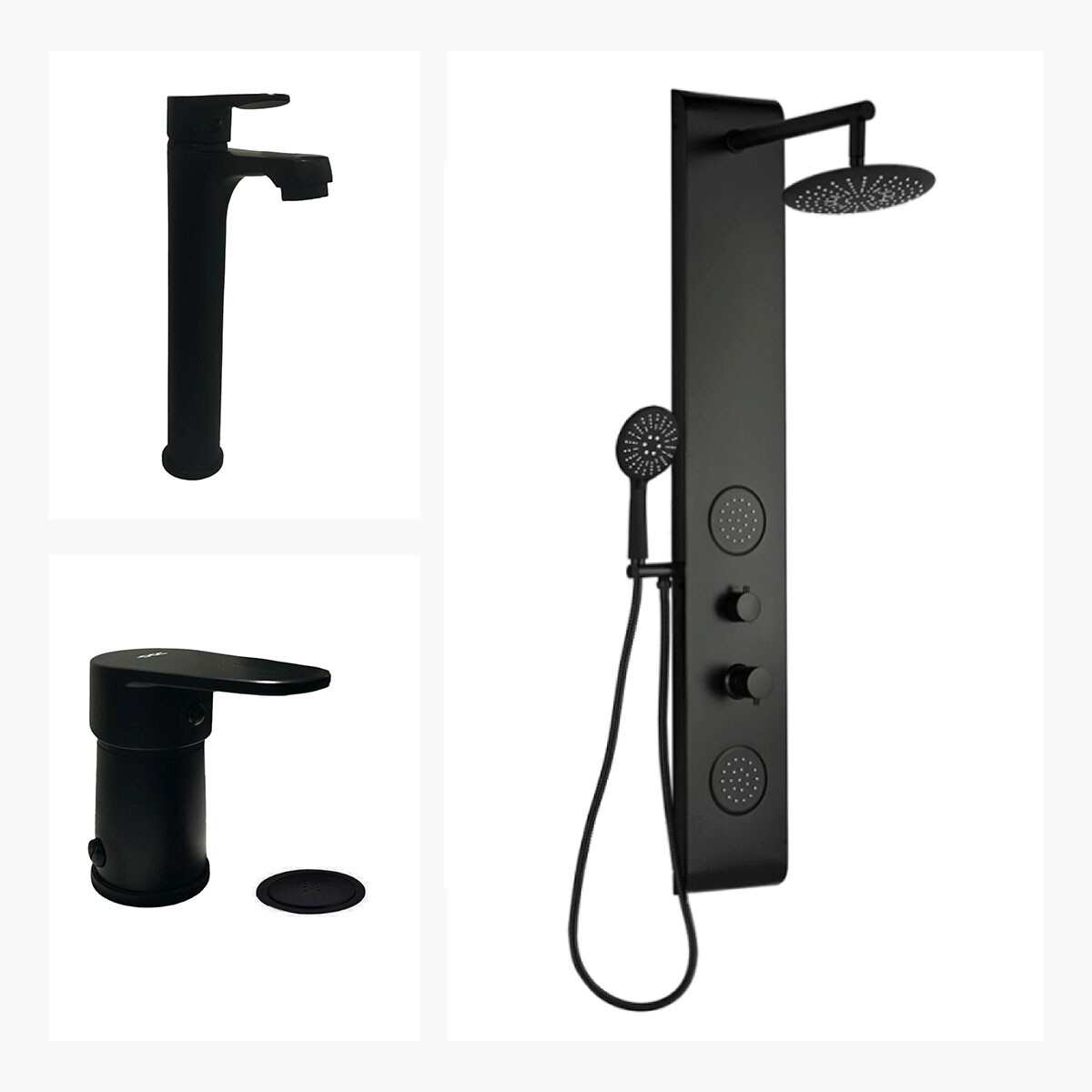 Juego De Griferia Lavatorio Alto Panel De Ducha Y Bidet Con Transferencia 