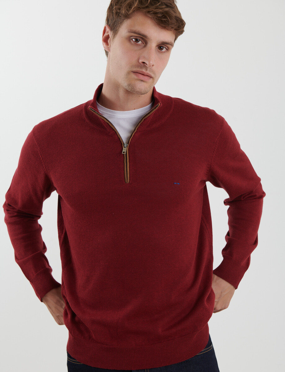 470996 SWEATER MEDIO CIERRE HARRINGTON LABEL Rojo Oscuro