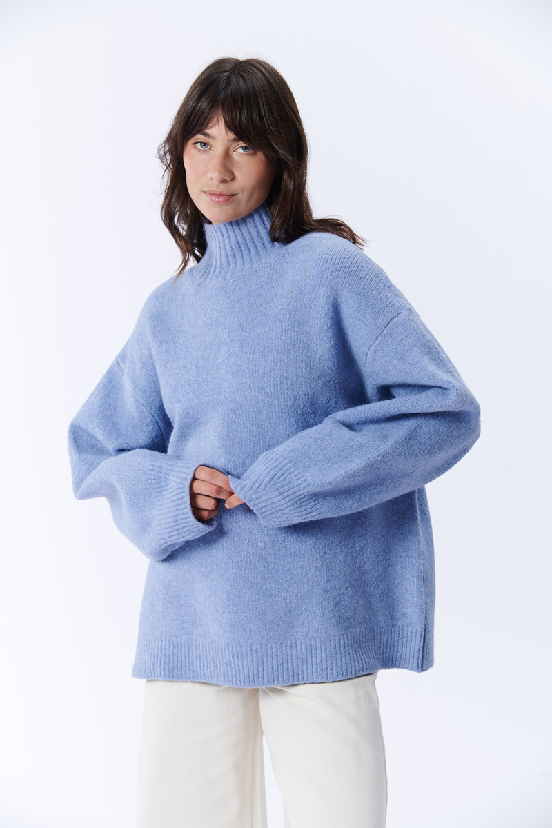 Polera de punto cuello tortuga Celeste Jean