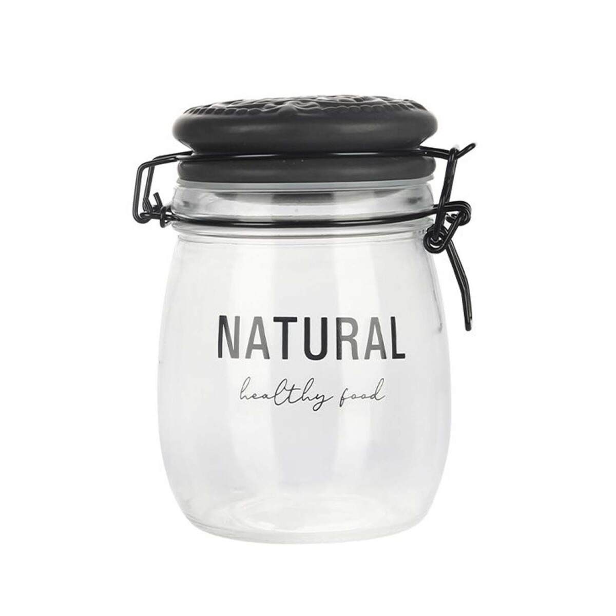 Frasco Recipiente Natural 750Ml en Vidrio y Tapa Cerámica - Negro 