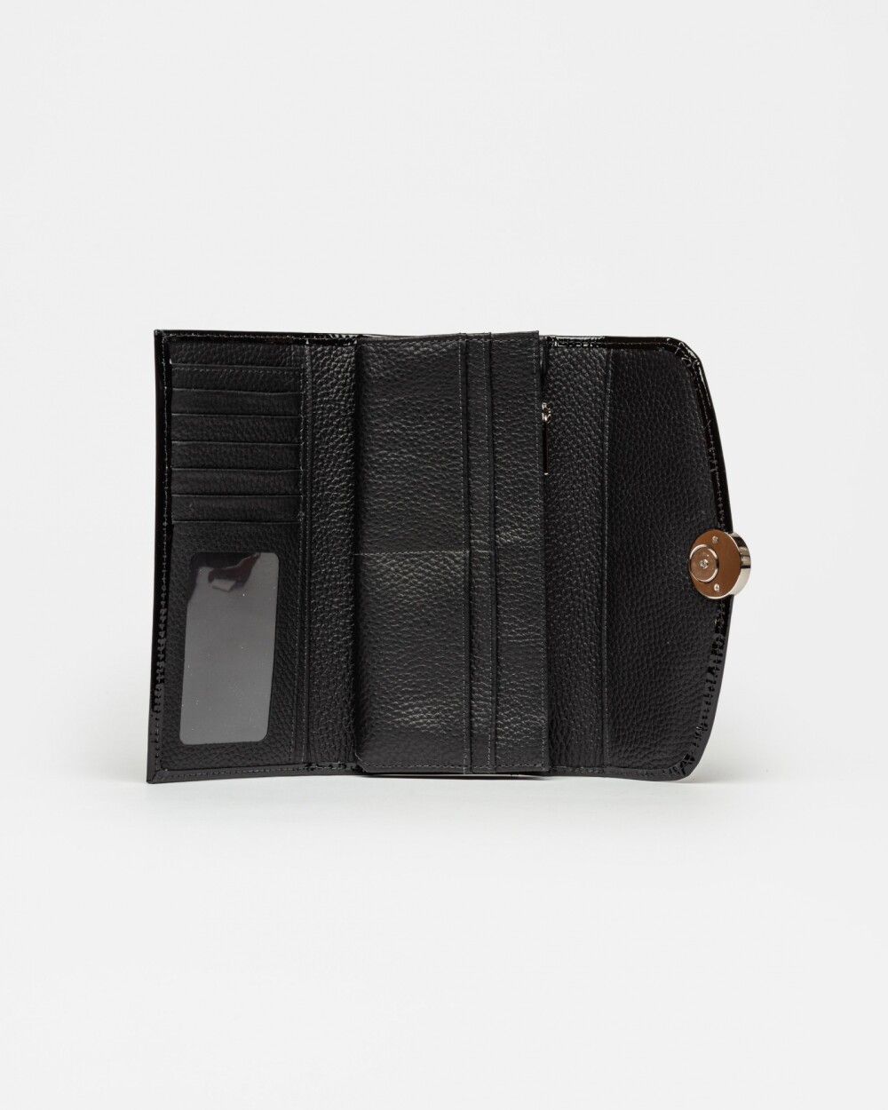 Billetera The Circle en cuero charol Negro