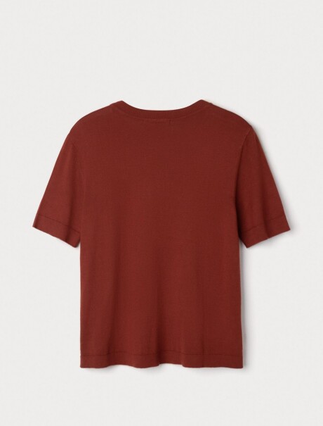 BLUSA DE MANGA CORTA EN PUNTO BORDEAUX