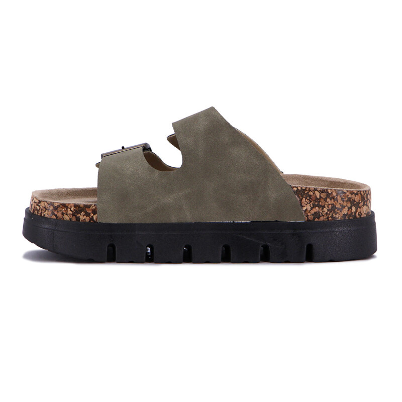 Sandalias Mujer Darkness Plataforma Y Hebillas Verde