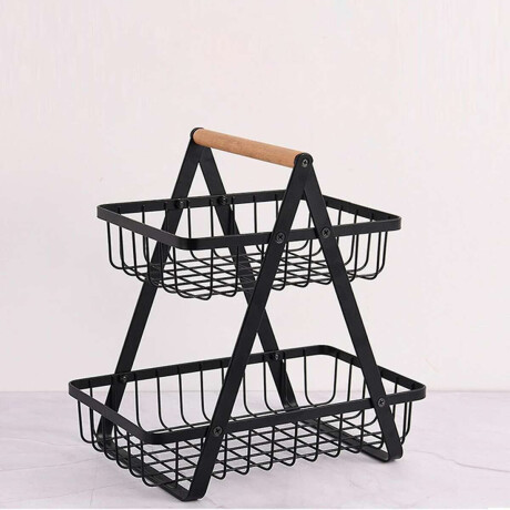 Canasto Organizador doble de metal negro cuadrillé Sc