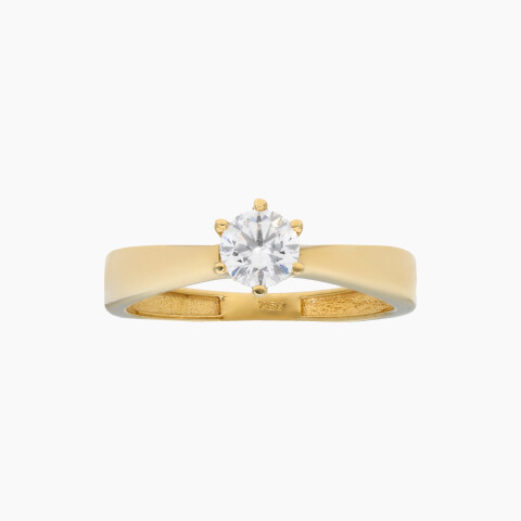 Anillo Solitario de Oro 18K con circonia Central Anillo Solitario De Oro 18k Con Circonia Central