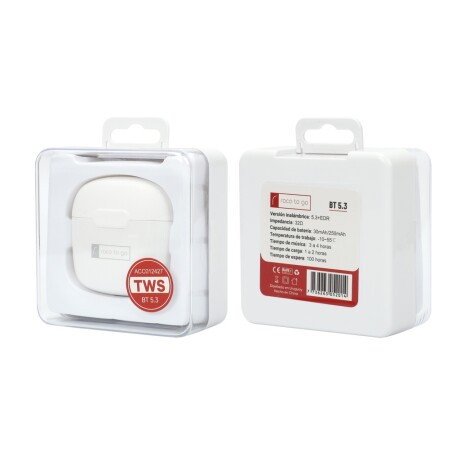 Auricular Bluetooth Tws Roca To Go Universo Binario BLANCO