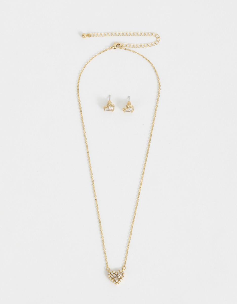 Set De Collar Y Aros Pasantes Bañado En Oro 