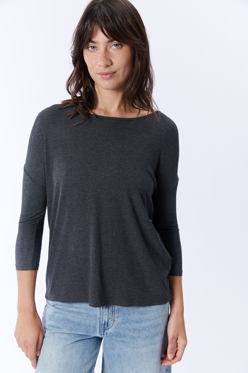 Remera Viscosa Gris Melange Oscuro