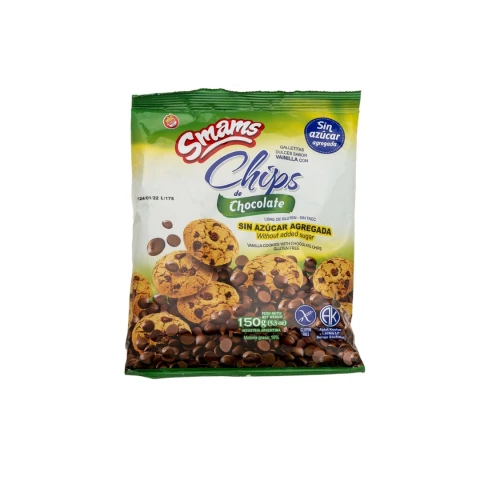 Galletas Chips De Chocolate Sin Azúcar Y Sin Gluten Smams 150g Galletas Smams Chip Choco S/a