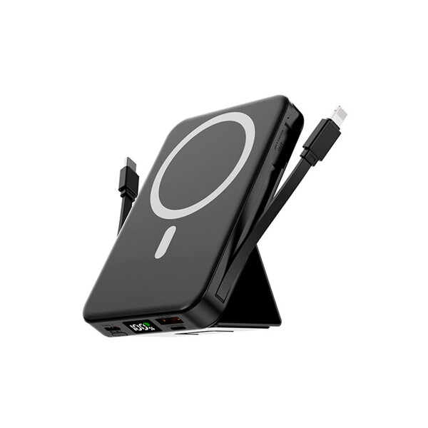 Power Bank magnética 10000 mAh con soporte color negro Power Bank Magnética 10000 Mah Con Soporte Color Negro