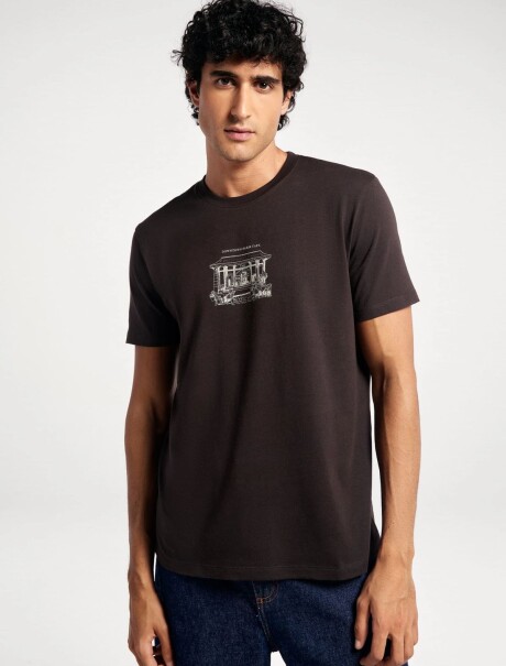 CAMISETA MANGA CORTA CON ESTAMPA MARRÓN
